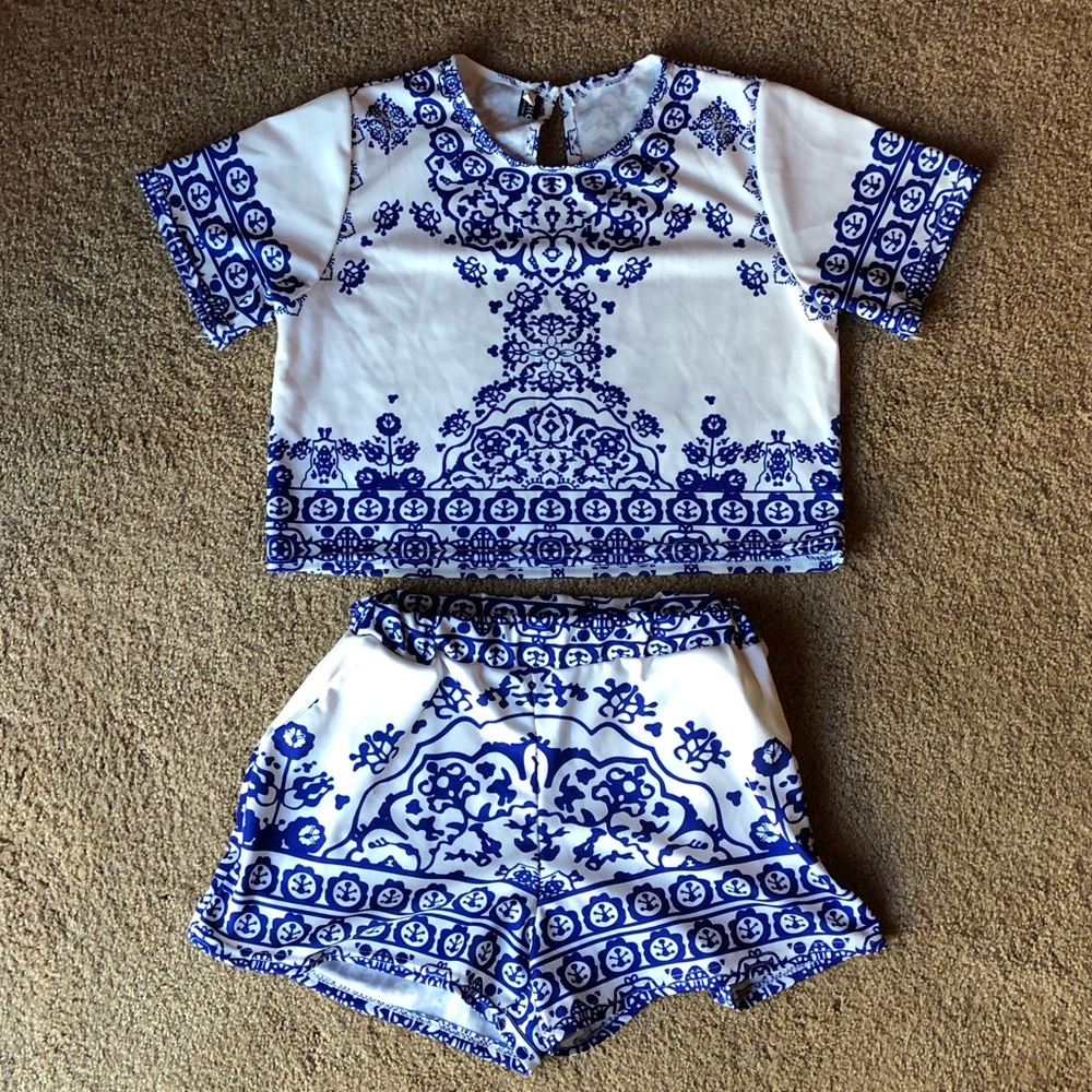2 piece crop top/shorts